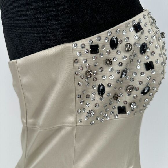 Tahari Womens Strapless Cocktail Dress Size 6 Rhinestones Sequins Party Glam - Picture 6 of 12